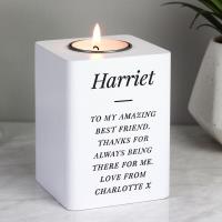 Personalised White Wooden Tea Light Holder Extra Image 2 Preview
